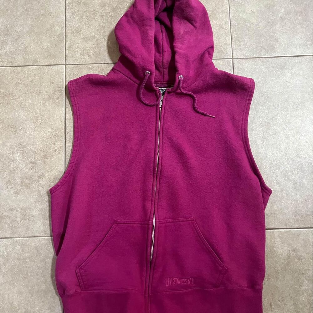 Vintage Levis Sleeveless Hoodie Jacket Made In USA Retro Workout Boxing 90s